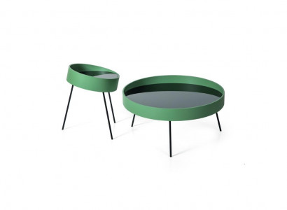 2x coffee table round shape design living room new green color furniture style